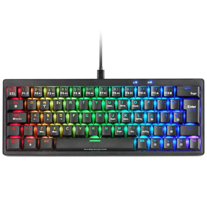Mars Gaming MKMINIPRO, Teclado Mecánico Ultra-Compacto 60%, Switches Mecánicos Hot-Swappable, Iluminación RGB Chroma, Teclado Gaming Antighosting, Multiplataforma, Switch Silencioso, Idioma Español / Francés/ Italiano / Portugués / US, Negro - 1