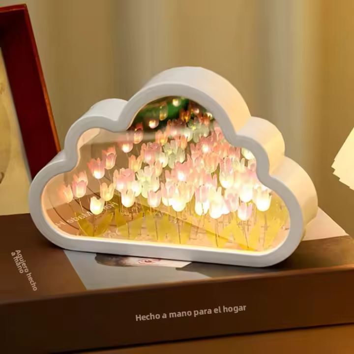 Lámpara De Ambiente Creativa Hecha a Mano En Forma De Tulipán Para Regalo Original Para Halloween Navidad Cumpleaños Novia Luz Nocturna De Mar Abatible - 1