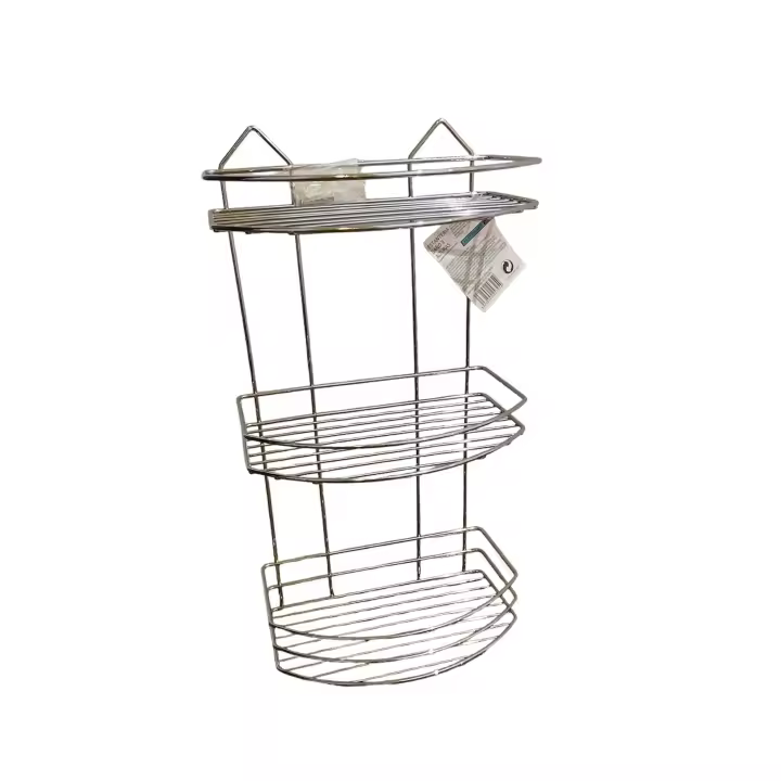 Estantería de acero cromado, Soporte ,Cesta de baño ducha ORGANIZADOR de 3 niveles, cromado, tamaño 25x45x15cm - 1
