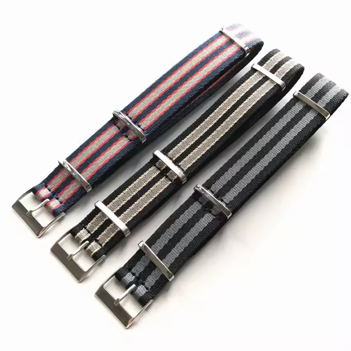 3 pares de correas de repuesto premium balísticas multicolor con hebilla de acero inoxidable plateada/negra para hombre y mujer, 20 mm - 1