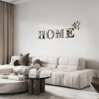 Pegatina De Espejo 3D Con Logo 'HOME' Decorativa Para Entrada Adhesiva Para Decoración De Hogar Material Plástico - details 3