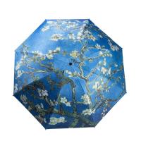 Paraguas automático de pintura al óleo de Van Gogh, accesorio pequeño de vinilo fresco, plegable, resistente al viento y al sol - details 4