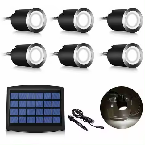 Juego de 6 mini focos LED solares empotrables en el suelo, 3 W, empotrables en el suelo para exteriores - 1