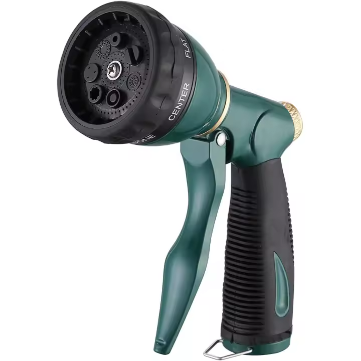 Manguera Jardin Gun with 7 Patrones, 100% Resistant de Metal Manguera de Alta Presión Pistola de Aleación de Zinc PARA EL Riego de Plantas, Lavado de Coches y Mascotas - 1
