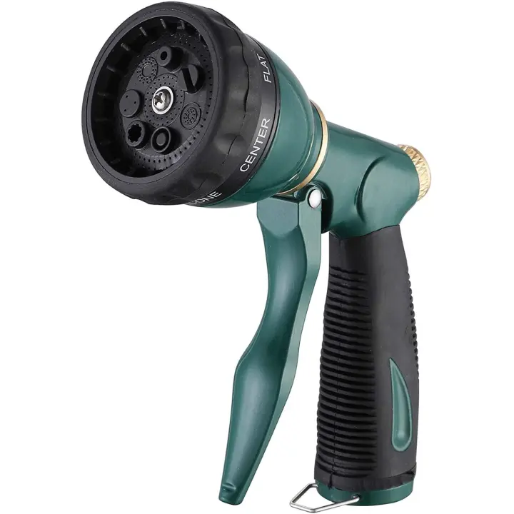 Manguera Jardin Gun with 7 Patrones, 100% Resistant de Metal Manguera de Alta Presión Pistola de Aleación de Zinc PARA EL Riego de Plantas, Lavado de Coches y Mascotas - 1