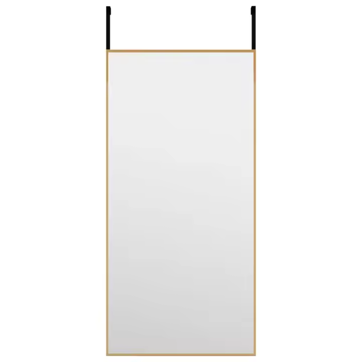 Espejo de Puerta Cristal y Aluminio Negro 30x60 cm, Espejo de maquillaje - 1