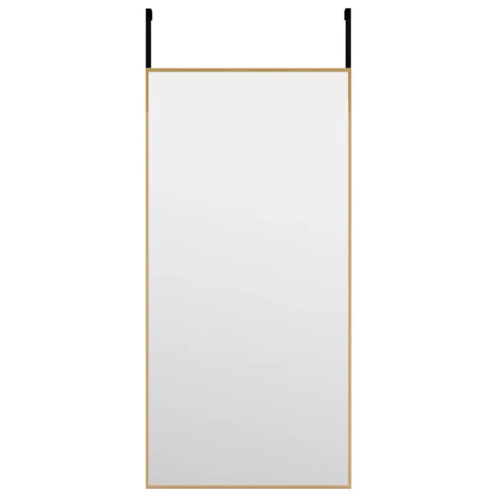 Espejo de Puerta Cristal y Aluminio Negro 30x60 cm, Espejo de maquillaje - 1