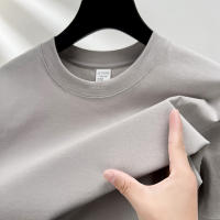Camiseta De Algodón Puro 100% Para Hombre Manga Corta Verano Moda Casual Color Sólido Cuello Redondo Top Amplio Para Pareja - details 29