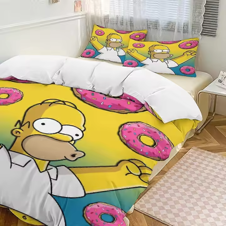 SX525 Los Simpsons 3-Piece Bedding Set Cálido Y Cómodo Funda Nórdica Suave Juego de Cama con 1 Funda Nórdica Y 2 Fundas de Almohada PARA EL Dormitorio AC52 - 1