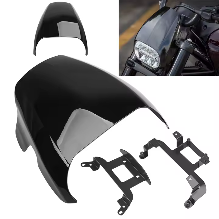 Cubierta De Faro Delantero Para Motocicleta En Plástico Negro Compatible Con Harley Sportster S 1250 RH1250 2021-2022 Pieza De Repuesto Para Iluminación Y Indicadores - 1