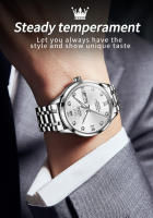 Reloj Mecánico Para Hombre OLEVS9946 Resistente Al Agua Con Iluminación Luminosa Acero Inoxidable Calendario Dual Display Romano Numeral - details 2