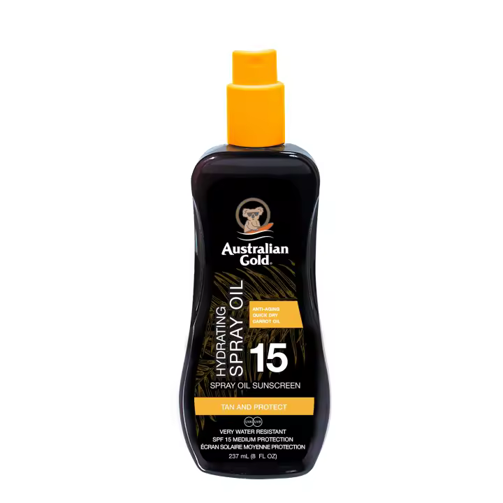 Australian Gold SPF 15 SPRAY OIL W/CARROT, aceite bronceador con protección, 237ml - 1