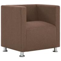 vidaXL Sillón en forma de cubo de tela Marrón, Verde, Sillon Dormitorio Sillon Comodos Silla Relax Sillón Sofá - details 0