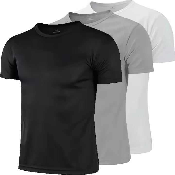 Pack De 3 Camisetas Deportivas Para Hombre Secado Rápido Camisetas De Trabajo Transpirables De Manga Corta Para Correr Y Ejercitarse - 1