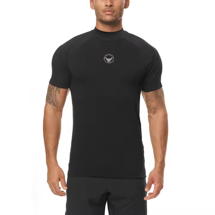 Men Fashion Print T-shirts Slim O-neck Short Sleeve Muscle Fitness Casual Hip Hop Tops Gym Bodybuilding Fitness Quick Dry Shirts - 1