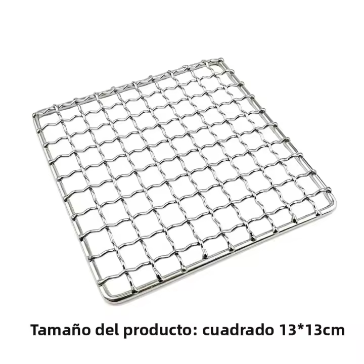 Malla De Asado En Acero Inoxidable Para Camping Grillete Cuadrado Redondo Herramienta De Barbecue Resistentes Al Calor Fáciles De Limpia Para Actividades Al Aire Libre Viajes Picnics BBQ - 1