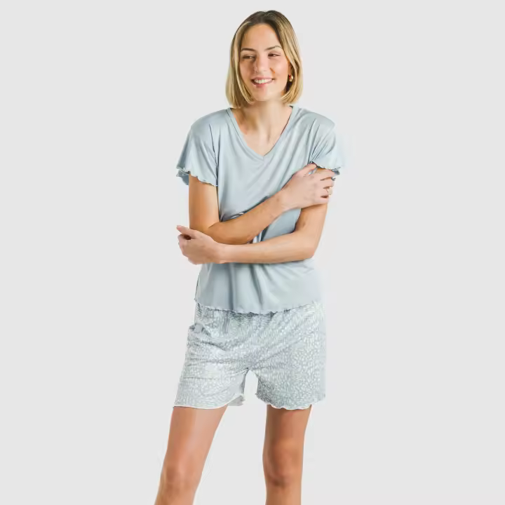 Tramas+ Pijama Corto Soft Mujer - Camiseta Manga Corta y Pantalón Cintura Elástica - 1