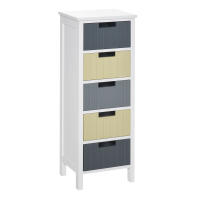 HOMCOM Cómoda de Madera con 5 Cajones Cajonera Auxiliar de Almacenaje con Patas Elevadas Estilo Moderno para Dormitorio Salón Baño 35x28x90,5 cm Multicolor - details 0