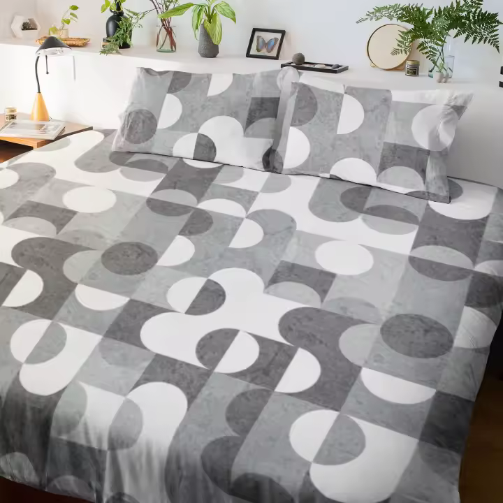 SANSY - Juego funda nórdica + funda de almohada Hermes para cama de 90. Algodón, poliéster, lino. - 1