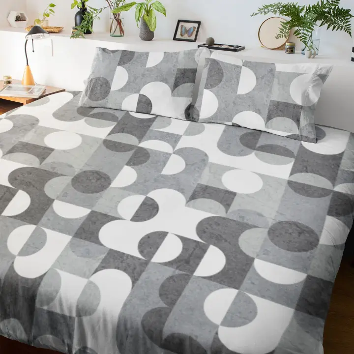 SANSY - Juego funda nórdica + funda de almohada Hermes para cama de 90. Algodón, poliéster, lino. - 1