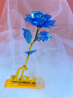 Regalo Creativo De Día De San Valentín Rosa De Oro 24K Duradera Decoración De Boda Iluminación De Flores Eterna Amarillo Y Rojo Para Aniversarios Cumpleaños Bodas - details 12