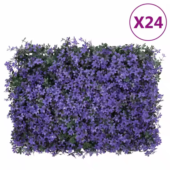vidaXL Valla de Hojas Artificiales Enrejados Paneles Morado 40x60 cm Cantidad 6 unidades, 24 unidades - 1