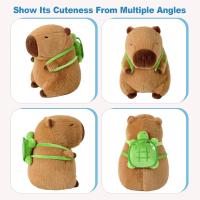 Lindo capybara de Plush with mochipa de Tortuga, animales de Plush capybara, juguetes de Plush, MARRON, 9 pulgadas - details 2