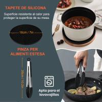 COSORI de 5,5 L - 50 piezas de Papel para freidora de Aire-Incluye todos los utensilios necesarios como pinzas, Moldes de silicona para freidora y bandejas Planas y profundas - details 5