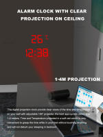 Reloj De Alarma Con Proyector Digital Rotativo De 180° Y Dimmer De Brillo Automático Para Dormitorios Mostrador Circular Moderno Material Plástico - details 1