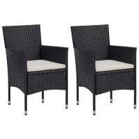 vidaXL Sillas de comedor de jardín 2 unidades ratán sintético negro - details 0
