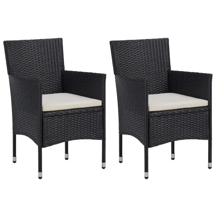 vidaXL Sillas de comedor de jardín 2 unidades ratán sintético negro - 1