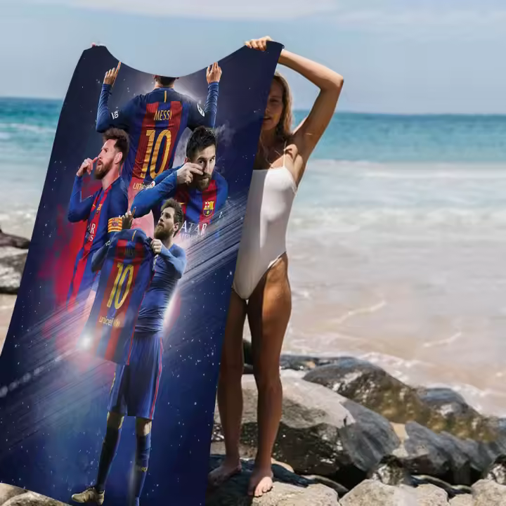 Toalla De Playa Absorbente Y Suave De Microfibra Con Diseño De Fútbol Y Messi Toalla De Baño Para Yoga Natación Running Montañismo 30x60 Cm - 1