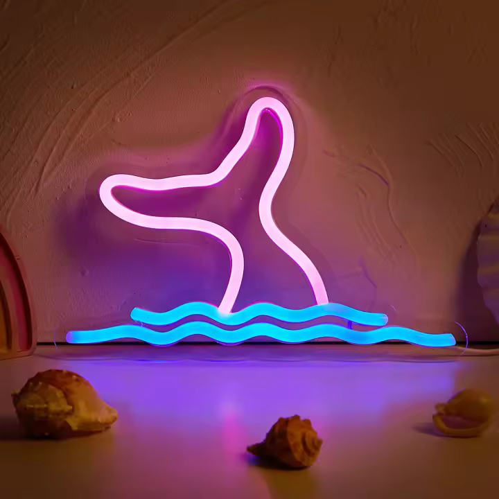 Chi-buy Letra LED Neón Mermaid Con Alimentación USB Luz Nocturna 3D Para Decoración De Pared Habitación Juego Sala De Estar - 1