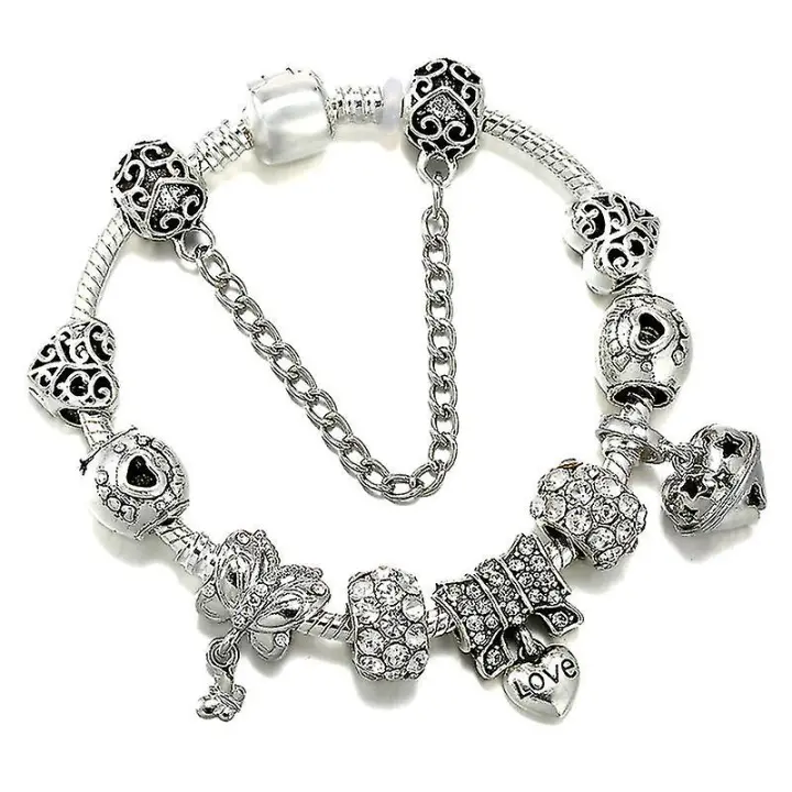 Verde Pandora Plata Estilo Charm Pulsera Mujer Diy Colgante Pulsera 8 - 1