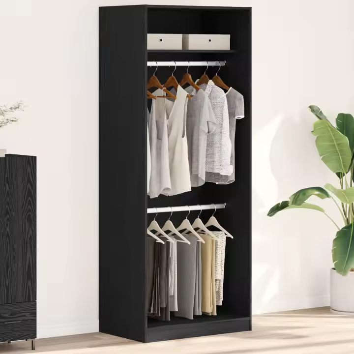 Armario vidaXL Negro Roble 80x50x200 cm Madera Elaborada - 1