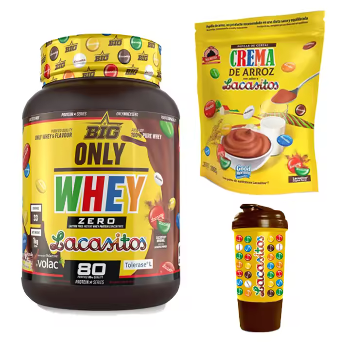 Pack Lacasitos Fitness:1kg Proteína Sin Lactosa,1kg Crema de Arroz y Shaker 500ml - 1