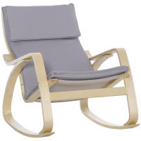 HOMCOM Silla Mecedora Tapizada en Tela Sillón Balancín Relax con Cojín Desenfundable Reposabrazos y Pies de Madera de Abedul para Salón Dormitorio 67x97x84 cm Gris - details 0