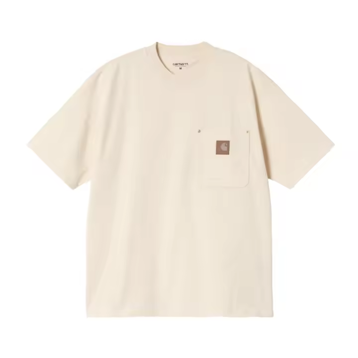 Camiseta Beige Con Bolsillo Carhartt S/S Eldon Pocket T-Shirt Natural Diseño Holgado - 1