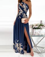2025 Mujeres Alta Calidad Vestidos Mujeres Slant Hombre Hueco Temperamento Gradiente de Color Alta Split Vestidos Largos - details 7