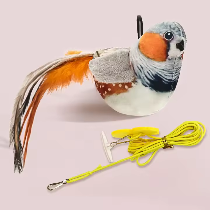Juguete Interactivo Para Gatos HOOPET Simulación De Pájaro Con Plumas Y Peluche Accesorios Para Jugar Con Gatos Y Gatitos Juguetes De Tela Para Entretenimiento - 1