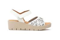 9988 Platino  Hecho en España Sandalias Mujer Piel Platino y blanco Láser Cuña Numeración: 35-41 Marca: JAM Color: Platino sandalia piel con cuña planta de gel cierre de velcro para mayor comodidad ideales para tus dias de verano - details 7