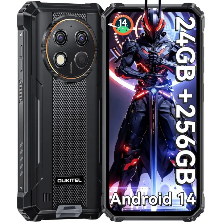 OUKITEL G1 Móvil Rugerizado Android 14-24GB+256GB 6.52'' HD+ Movil Irrompible, Batería 10600mAh 48MP Smartphone Dual 4G SIM - 1