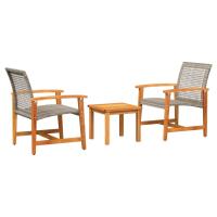 vidaXL Juego de bistro de 3 piezas ratán PE y madera de acacia Negro, Gris, Beige Conjunto Terraza Muebles Jardín Exterior Juego de Muebles de jardín Mueble Jardín Exterior Muebles de Salon Exterior - details 2