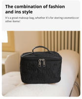 Bolso De Cosméticos Para Mujer Rosa Negra Estuche Portátil De Gran Capacidad Con Cierre De Doble Cremallera Y Flap - details 4