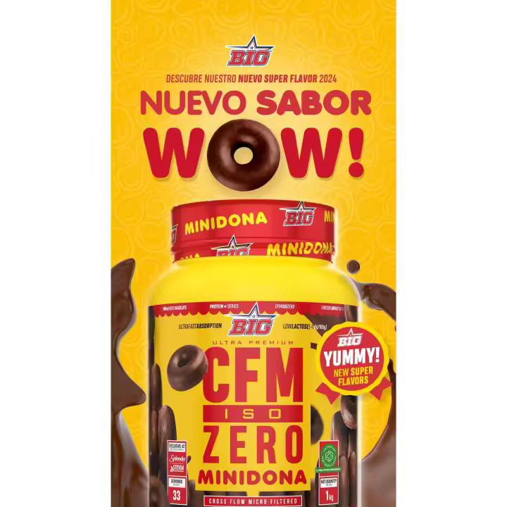 Big Proteína CFM ISO ZERO sabor Minidona - Aislado de Suero Premium 1kg  | Alta Pureza y Sin Lactosa - 1