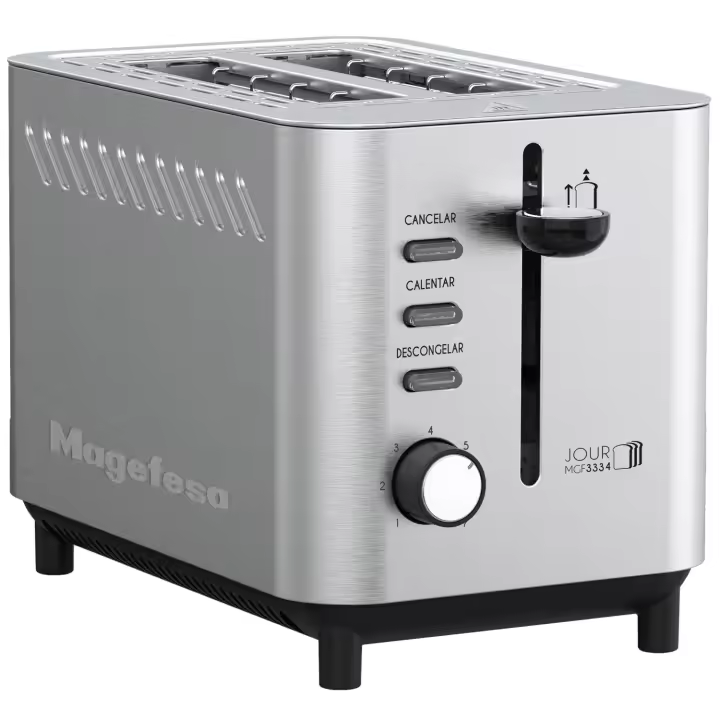 MAGEFESA JOUR Tostadora de 820W para 2 Rebanadas o Tostadas, Cuenta con una Bandeja Recogemigas y 3 Funciones, Posee 7 Niveles de Tostado y Ranura Ancha - 1