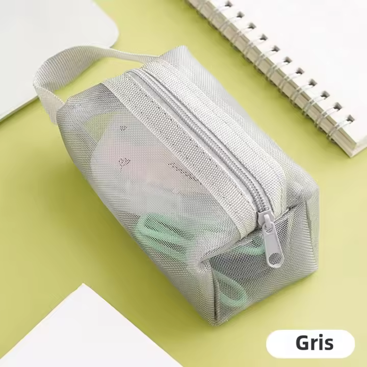 Bolsa De Maquillaje Transparente De Malla Para Viajes Y Oficinas Bolso De Almacenamiento De Toallitas Bolsa De Cosméticos Con Cierre De Cremallera - 1
