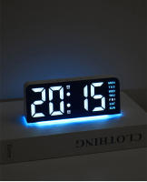 Reloj De Alarma Digital LED 7'' Con Dimmer De Brillo Tres Niveles Dual Alarme Temporizador Fecha Luz Nocturna Para Dormitorios Estilo Moderno Material Plástico - details 15