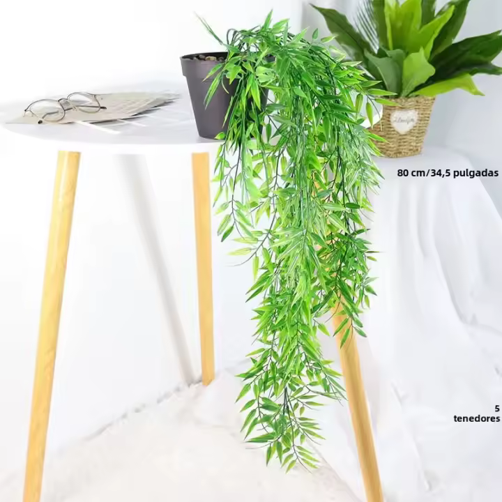 Plantas Artificiales Colgantes 80-105cm Hojas De Bambú Tropicales Vinas De Falso Grama Hojas De Sauce Para Decoración De Jardín Y Hogar - 1