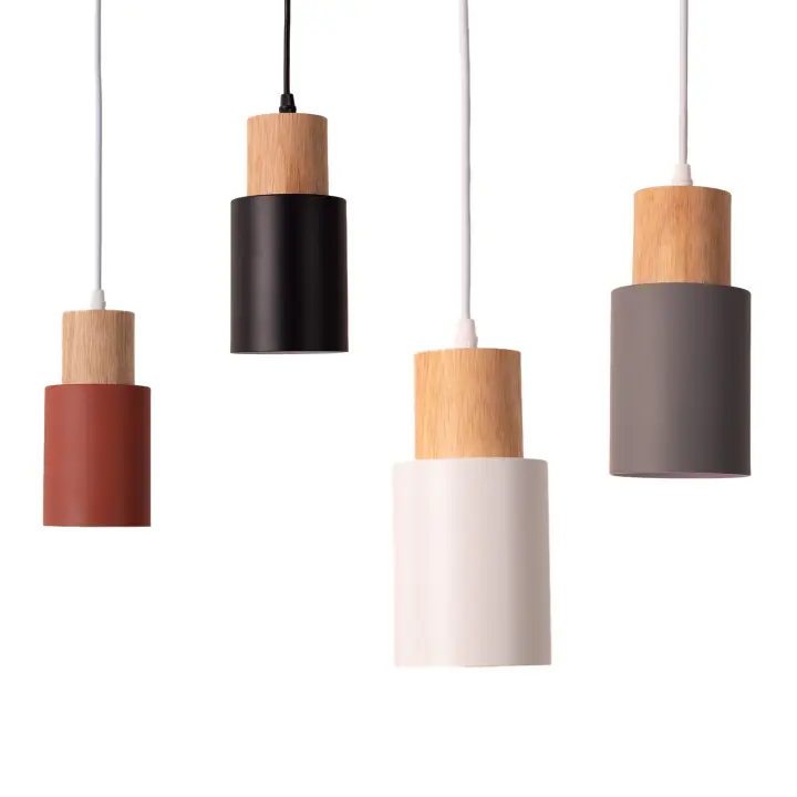 ALPINALUZ  Lámpara Colgante "KIRA" de Metal y Madera – Estilo Escandinavo y Moderno E27 - 1